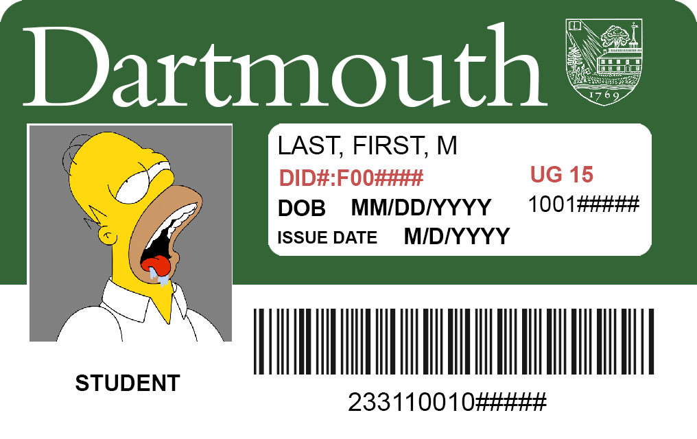 Front Homer Simpson Dartmouth ID