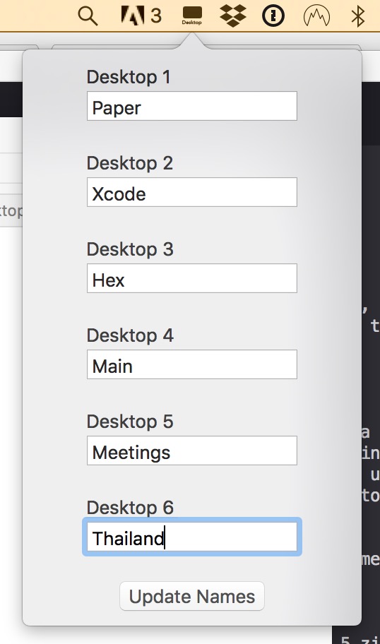 Way to rename the desktops